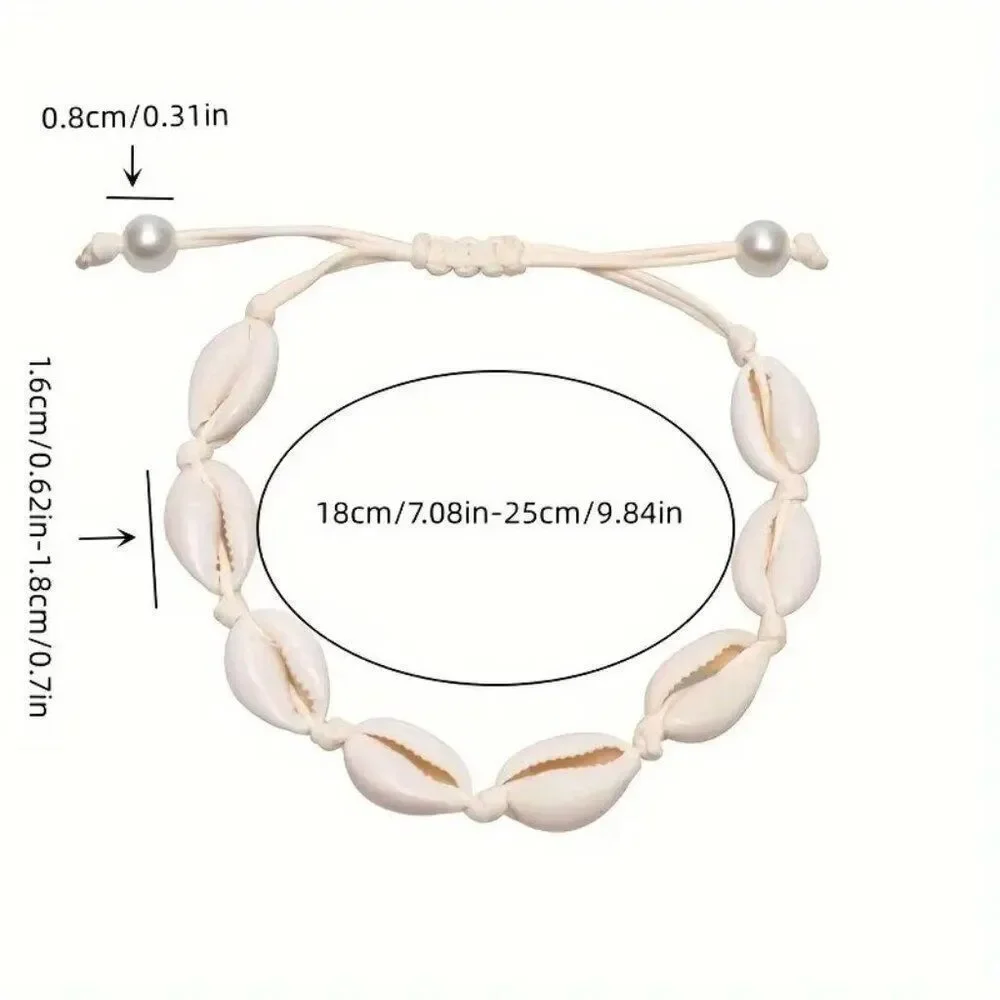 Bohemian Style Handmade Shell And Faux Pearl Charm Bracelet Necklace Set